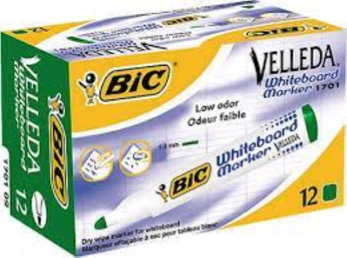 BIC VELLEDA 1701 MARCATORE PER LAVAGNA ECO VERDE PUNTA TONDA 1.5 mm CONF 12 Pz.